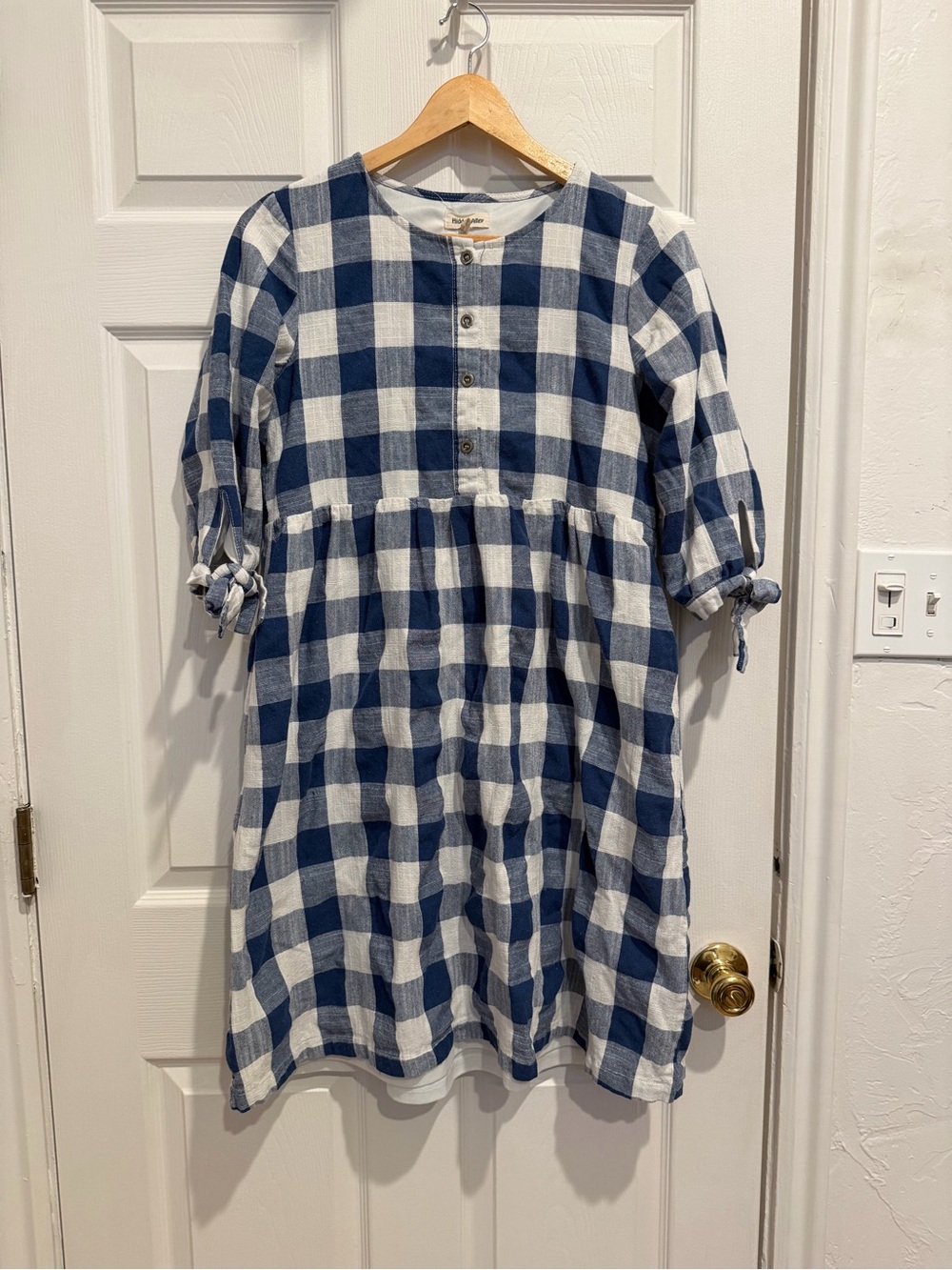 Blue and White Gingham Dress with Classic Button Front